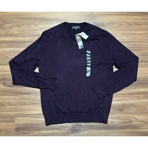 Banana Republic Mens Premium Luxe Yarn V Neck Sweater Deep Plum Size M